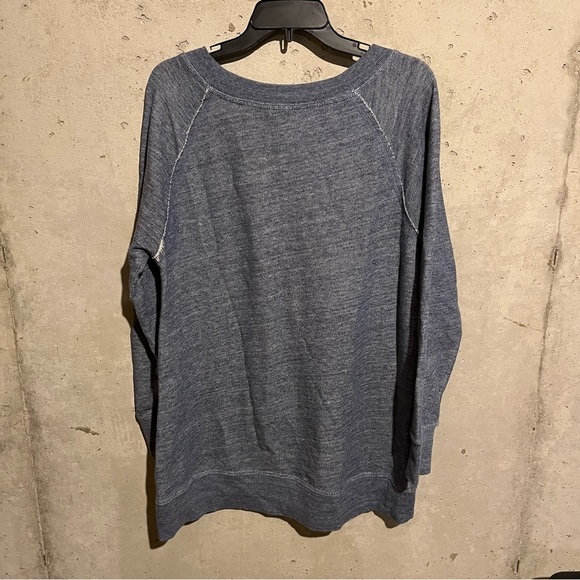 Caslon Women's Size L Knit Blue Longline Raglan Tunic Sweater Sweatshirt - Picture 7 of 9